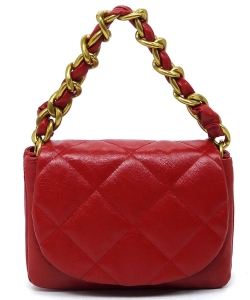 Quilted Flap Chain Link Crossbody Bag CJF115 BURGUNDY